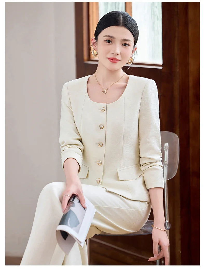 Fashionable professional women's two-piece trousers + suit jacket, exquisite elegant, 2025 autumn winter new style