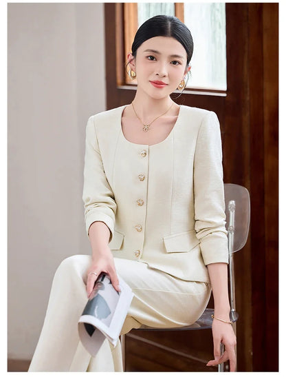 Fashionable professional women's two-piece trousers + suit jacket, exquisite elegant, 2025 autumn winter new style