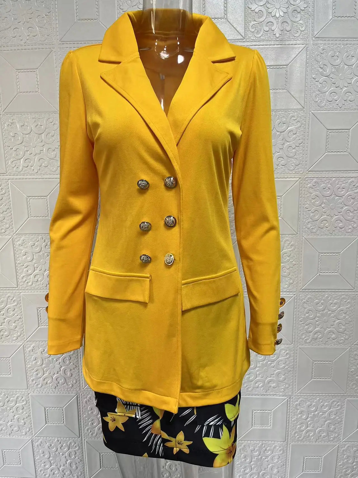 Fashionable Casual Print Long Sleeve Women's Suiting Skirt Ensemble Autumn Commute Wear Polyester Fabric Unisex O2O Sales