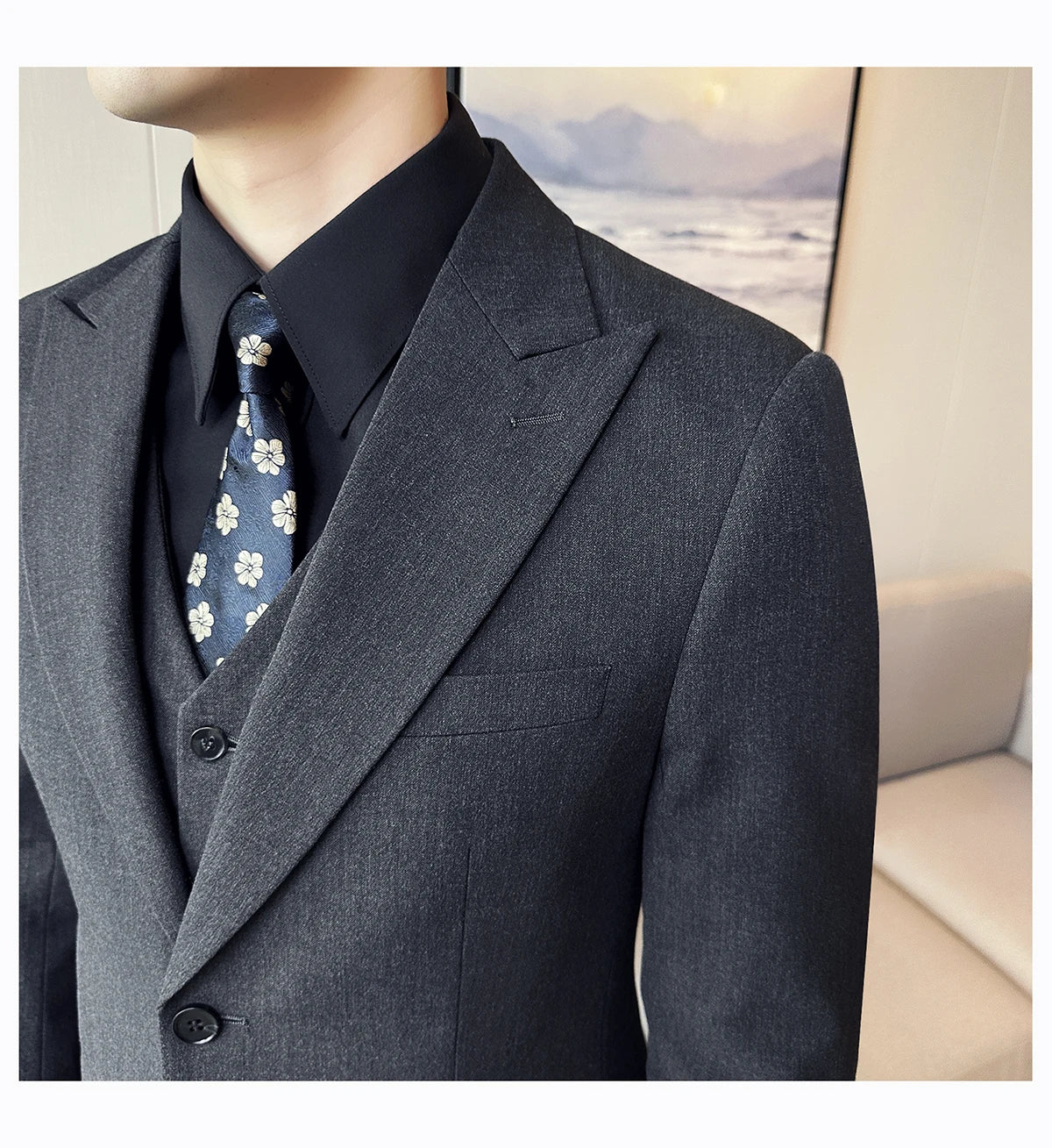 (Jacket + Vest + Pant) Men's Formal Slim Fit Business Work Wedding Stage Tuxedo Fashion Best Men Social Dress Suit 3 Pieces Set