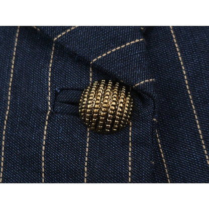 Elegant Fashion Women's Pinstripe Blazer New in Autumn Blazer with Embossed Button Long Sleeves Women Blazer with Asymmetric Hem