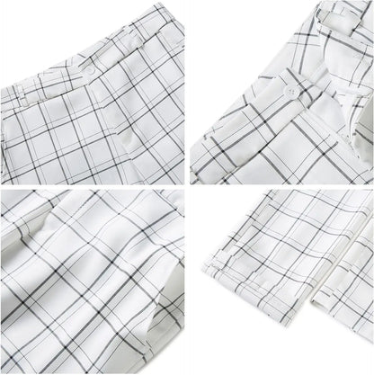 Plaid Women Suits Office Sets 2023 Vintage Long Sleeve Single Button Silm Blazers Chic High Waist Casual Pants Suits