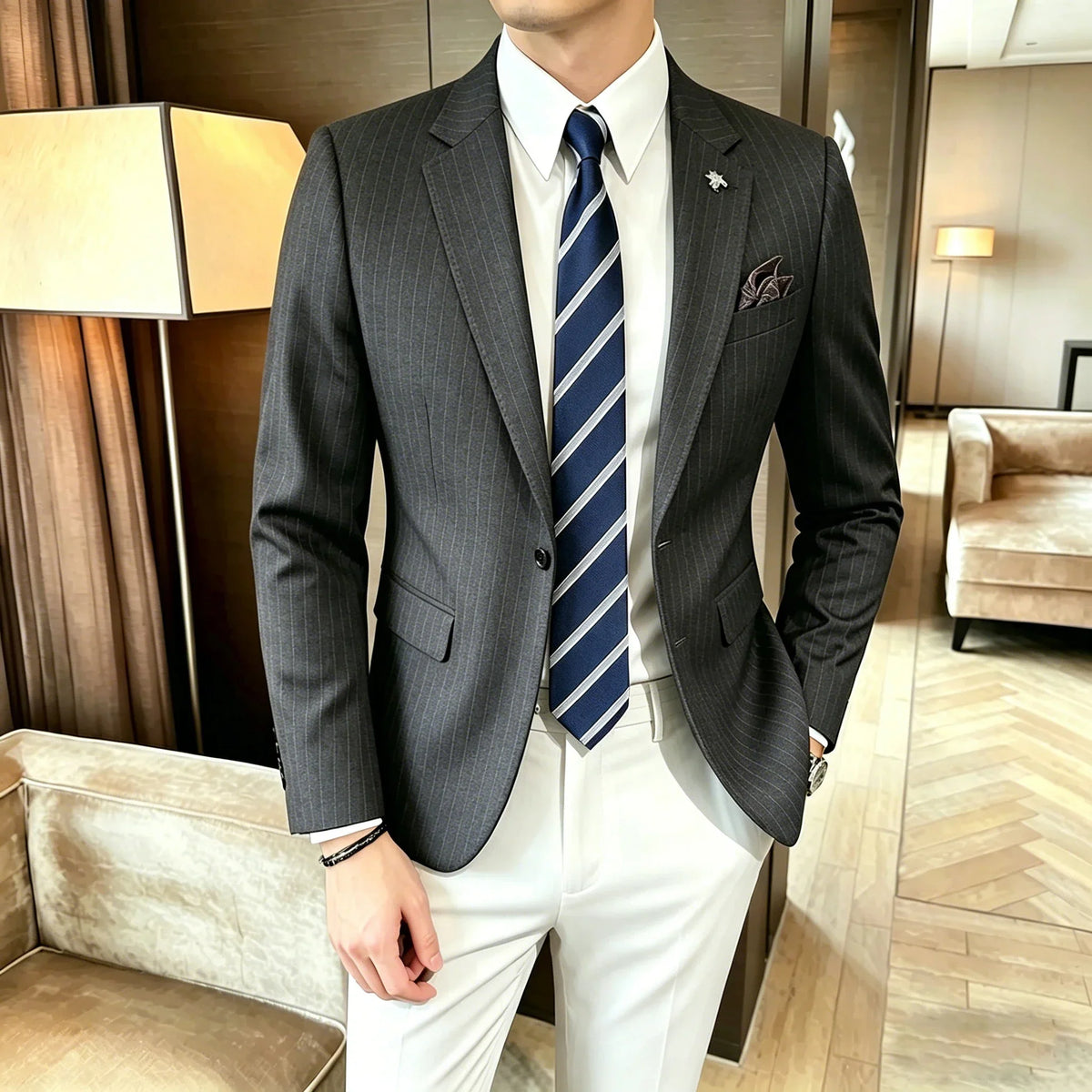 Men's Double Breasted Blazer – Formal Wedding & Business Jacket