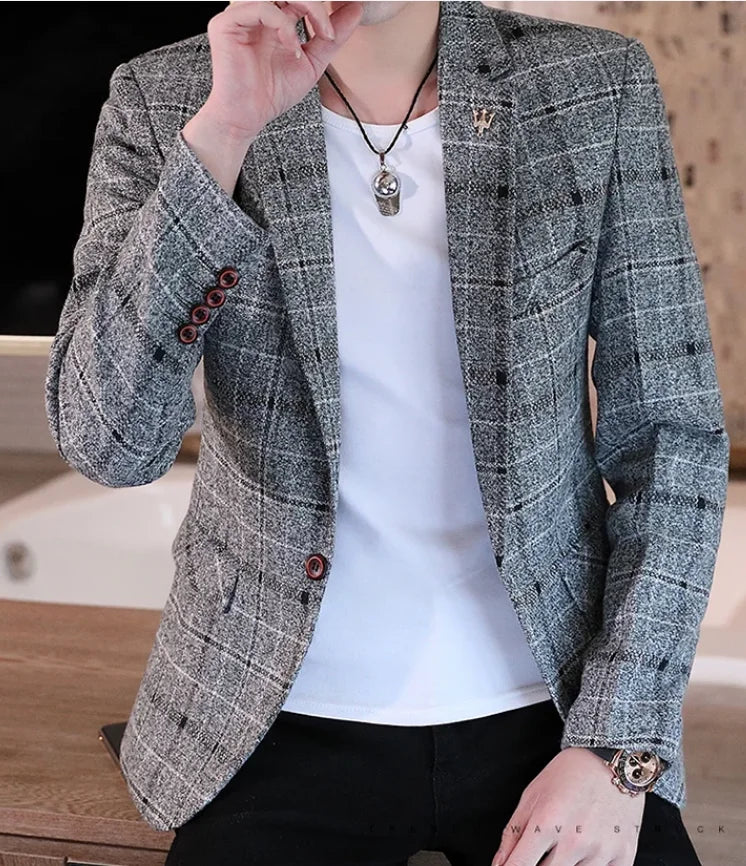 Men's Slim Fit Business Casual Shirt 2025 Korean Fashion Handsome All Seasons Polyester Boutique Style