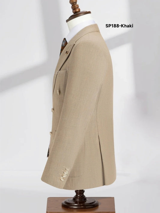 Three Colors Double Breasted Men's Suits 2 Pieces Business Outfit Elegant Formal Suit Set For Men Wedding Groom Sets S-3XL