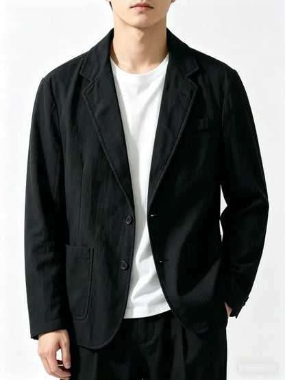 Pure Cotton Blazer Outdoor Men's Traveling Breathable, Non-stretch, Moisture-wicking, Sweat-absorbing, Fitted and Casual Blazer