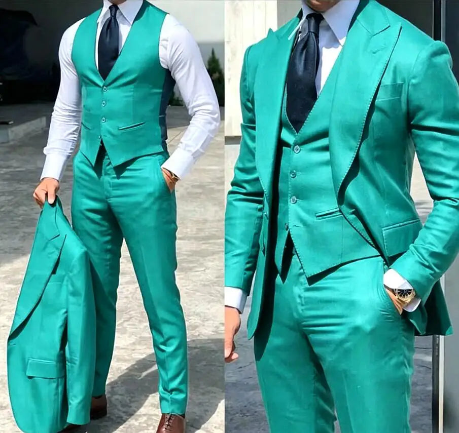 Classy Wedding Tuxedos Suits Slim Fit Bridegroom For Men 3 Pieces Groomsmen Suit Male Cheap Formal Business  (Jacket+Vest+Pants