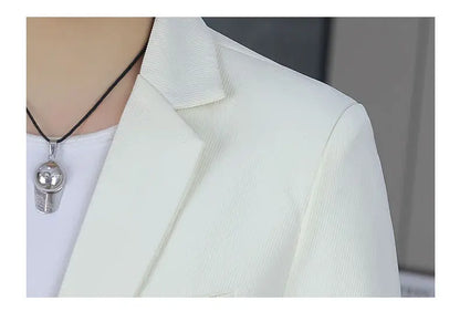 Men's Autumn New Style Slim Fit Pure Color Korean Fashion Administrative Little Suit Jacket Trendy Versatile Top Coat