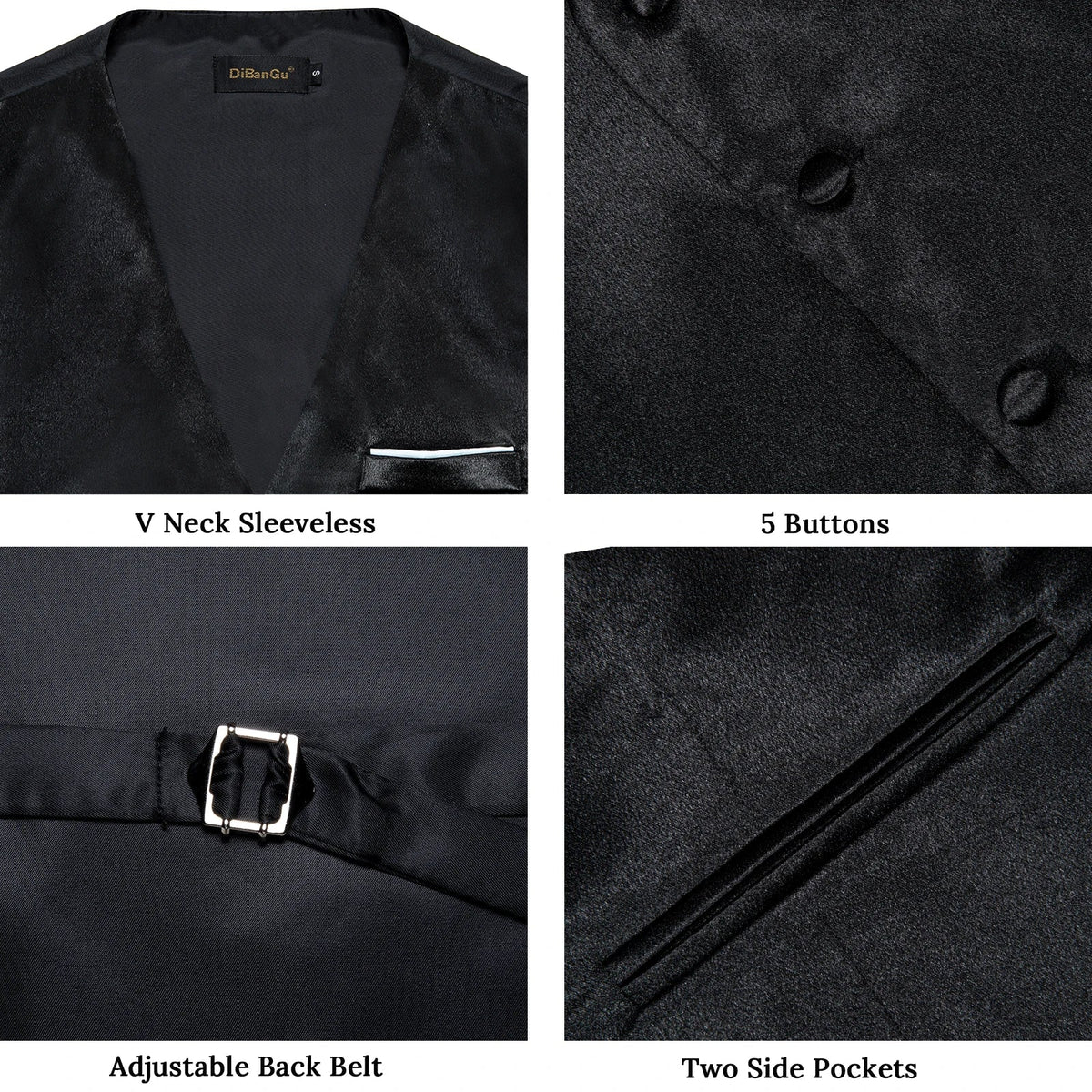 Men's Formal Vest Suit Set — Solid Color Waistcoat with Tie & Pocket Square for Weddings & Parties