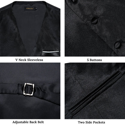 Men's Formal Vest Suit Set — Solid Color Waistcoat with Tie & Pocket Square for Weddings & Parties