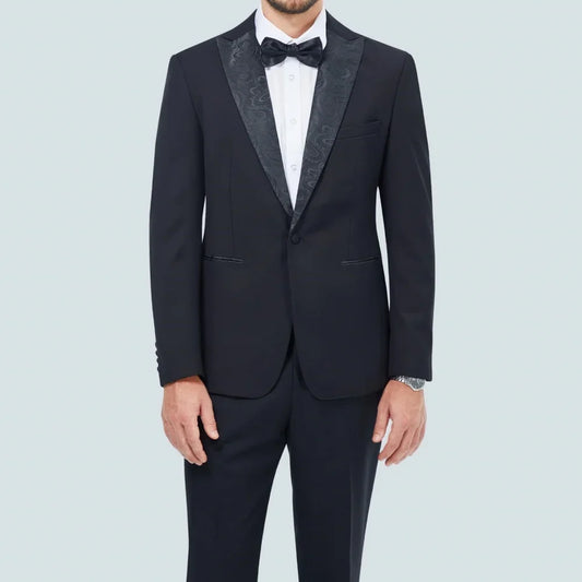 Costumes noirs de cérémonie pour hommes élégants, tenues de marié, smokings de soirée à double boutonnage avec revers en pointe (Veste + Pantalon)