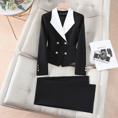 Elegant Chic Two Piece Trousers Set Woman Spring 2026 New Women's Suit Sets Blazer Pants Outfit White Khaki Office Wear