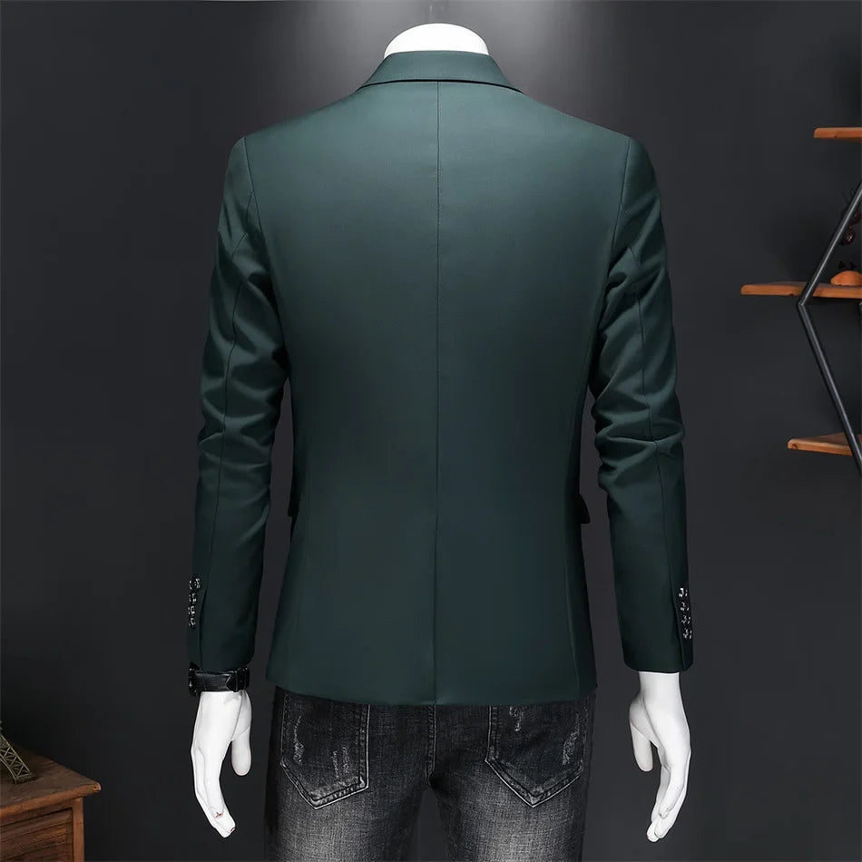 15 Color Fashion Mens Suit Jacket High Quality Slim Fit Solid Color Casual Business Mens Blazers Formal Office Wedding Suit Tops