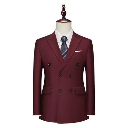 2026 Men Double Breasted Blazer Coats Fashion Solid Mens Wedding Prom Dress Male Business Casual Slim Fit Suits Jacket 6XL