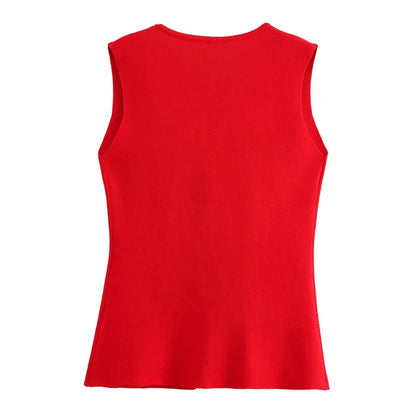 Womens Vest Sleeveless Knit Vest Women Outerwears Autumn Cropped Black Blue Vest Woman Elegant Off White Red Sweater Vests