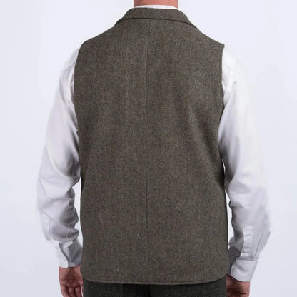 Men's Herringbone Vest Single Breasted Waistcoat for Wedding & Smart Casual Wear