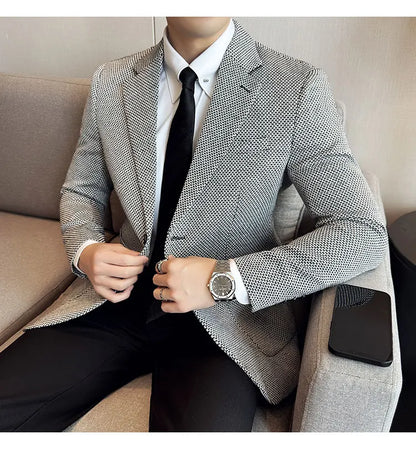 New Lmitation Linen Woven Slim Fit Suit Jacket Men Fashion Casual Business Blazers Wedding Social Party Dress Coats 4XL-M