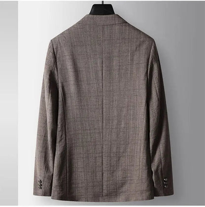 Men's Casual Blazer Single Breasted Spring Autumn Versatile Suit Jacket Grey Coffee