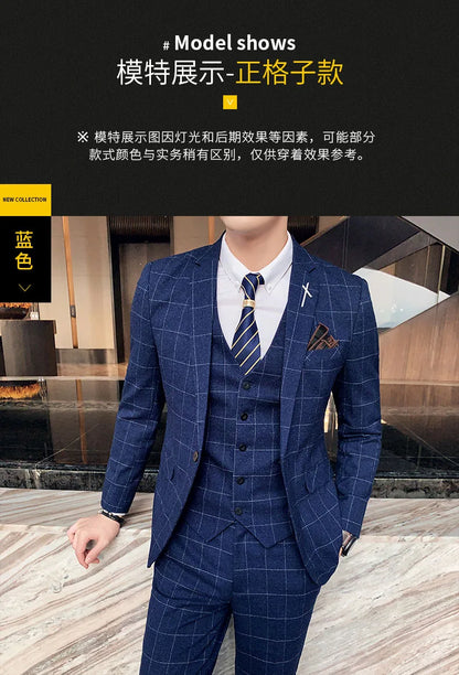 Men's 3-Piece Formal Suit Slim Fit Blazer Vest Pants for Wedding Business Smart Casual