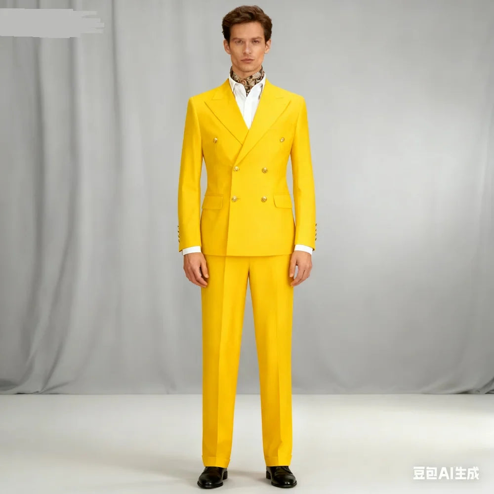 Costume Chic Décontracté Kaki Homme 2 Pièces Tenue De Soirée Formelle Business Mariage Marié Smoking Revers Cranté Veste Et Pantalon Double Boutonnage