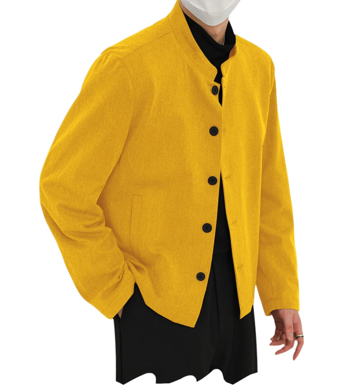 Men's Linen Blazer Stand Collar Slim Fit Suit Jacket Lightweight Breathable Soft Business Casual Daily Sport Coat for Spring