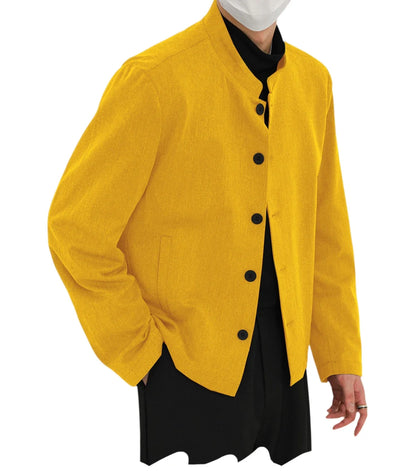 Men's Linen Blazer Stand Collar Slim Fit Suit Jacket Lightweight Breathable Soft Business Casual Daily Sport Coat for Spring
