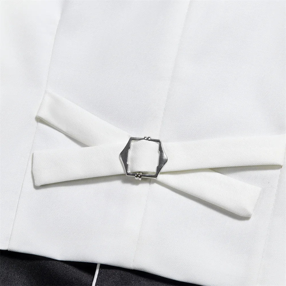 Boys Tuxedo Suit 5-Piece Set Kids Formal Outfit White for Wedding Birthday Piano Party