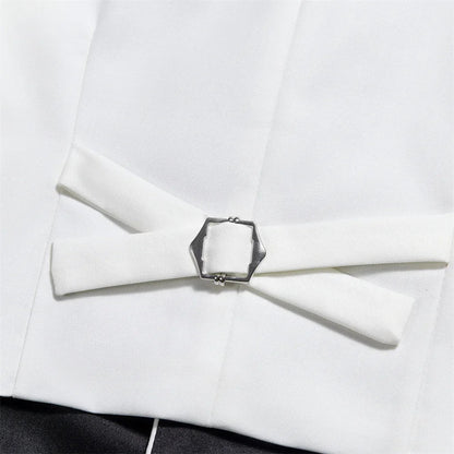 Boys Tuxedo Suit 5-Piece Set Kids Formal Outfit White for Wedding Birthday Piano Party