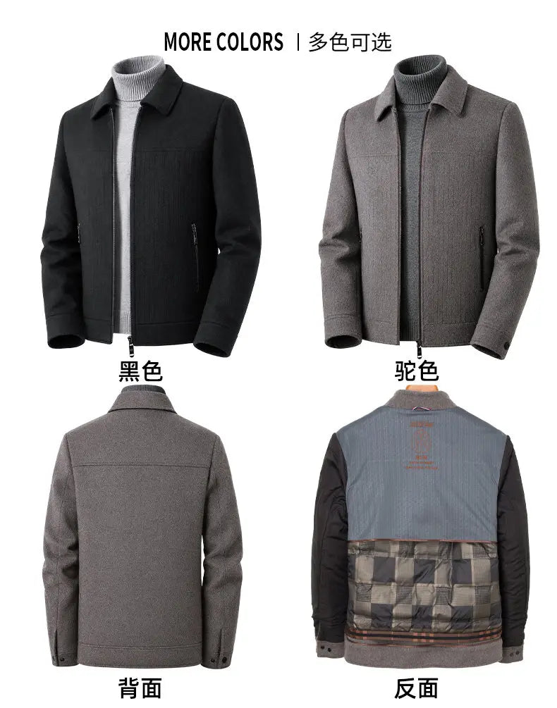 Men's Double-Faced Woolen Zipper Jacket Autumn Winter 50% Wool Removable Inner Vest Mid-Youth Fashionable Woolen Top