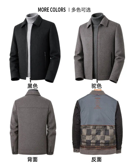 Men's Double-Faced Woolen Zipper Jacket Autumn Winter 50% Wool Removable Inner Vest Mid-Youth Fashionable Woolen Top