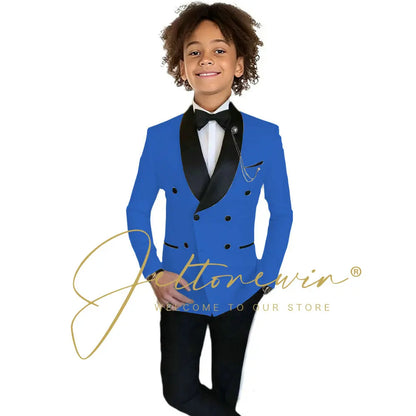 Boys Formal Suits Double Breasted Wedding Outfits Host Performance Costume for Children 2-16 Years Old Kids Birthday Blazer Set