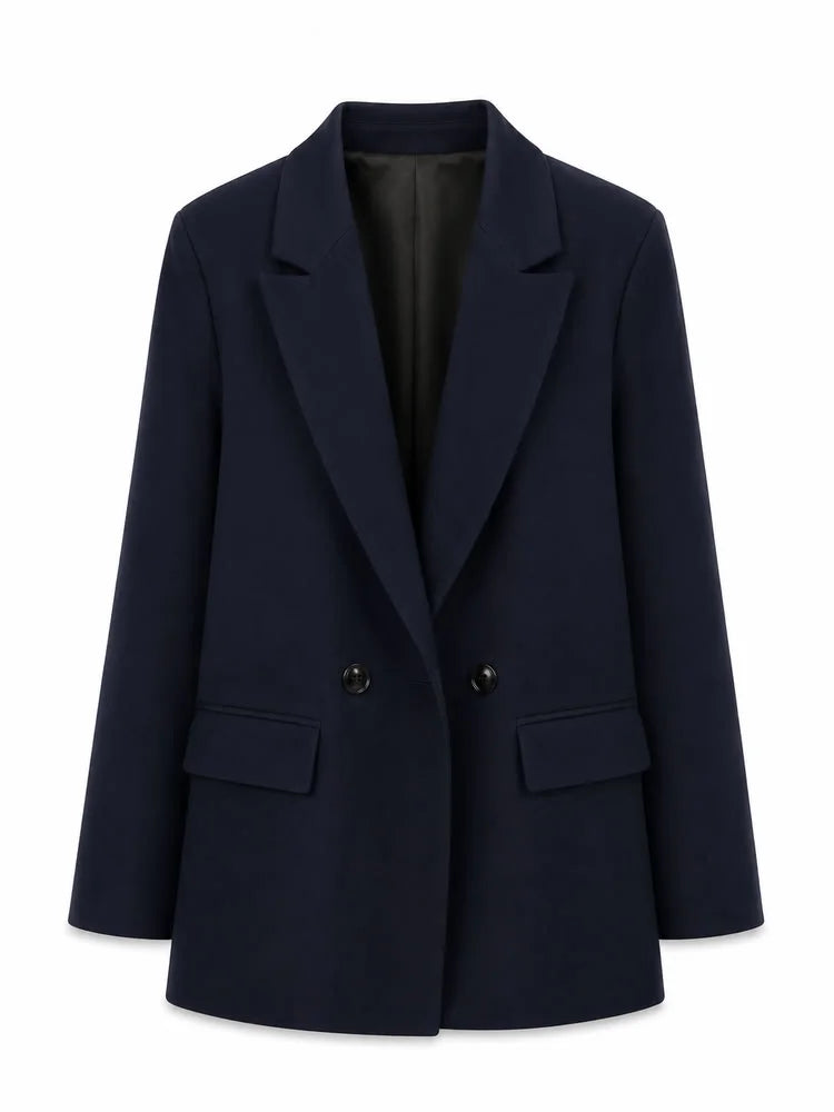 Women Double Breasted Blazer Elegant Office Lady Suit Jacket Oversized Casual Long Sleeve Blazer Spring Autumn Outerwear