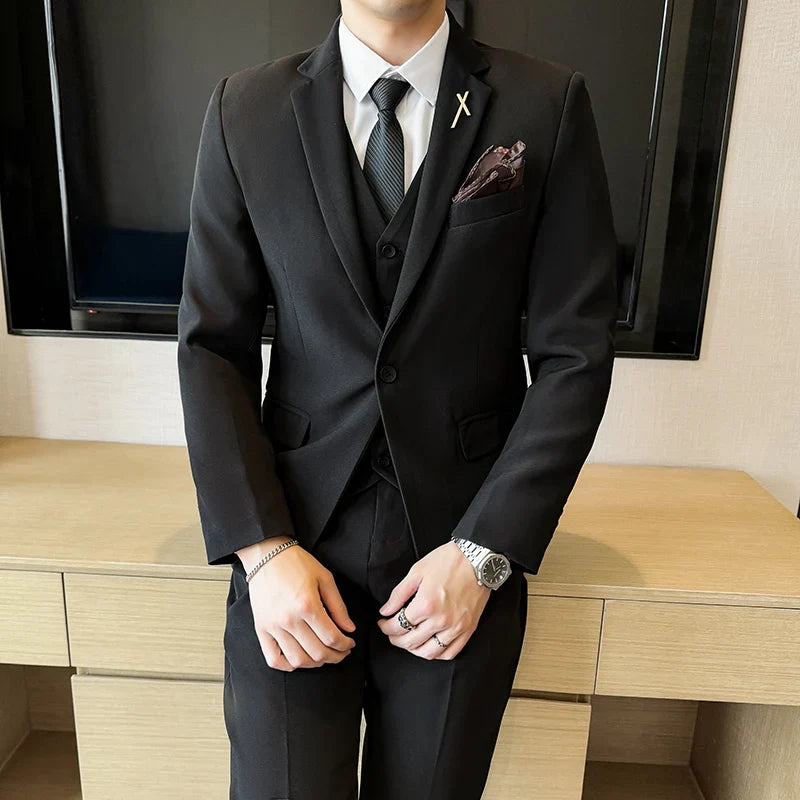 Men's 3-Piece Suit – Blazer, Vest & Trousers | Smart Casual Business & Wedding Suit