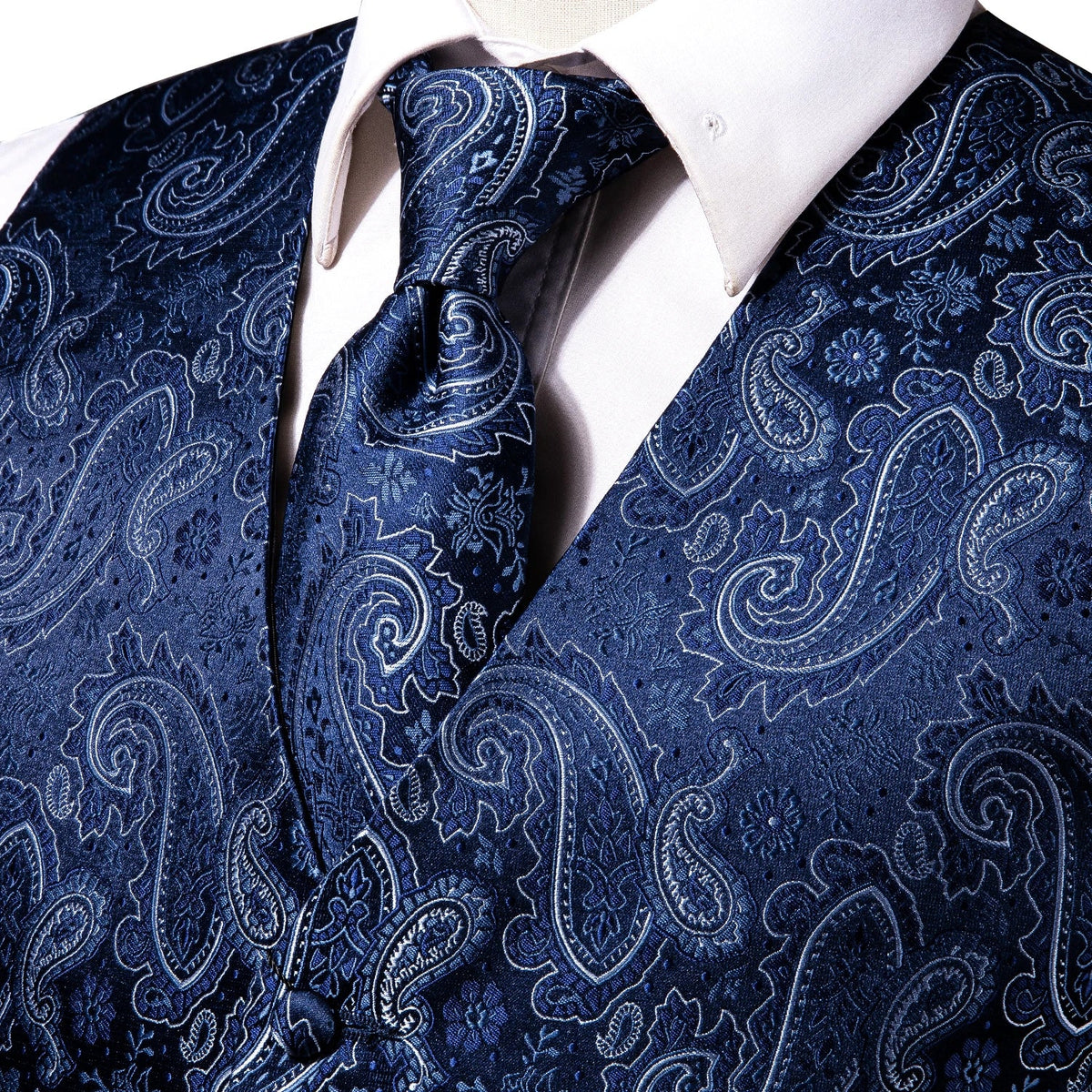 Men's Floral Paisley Vest and Tie Set – Formal Waistcoat with Necktie and Pocket Square for Weddings and Business Events