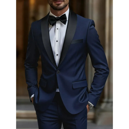 Men'S 2pcs Suit (Jacket + Pants) - High-end Elegant, Fashion Casual, Suitable for Graduation Party/Business/Daily Commute