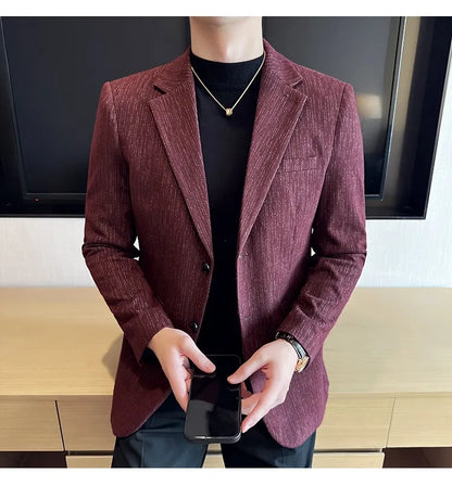 New Fashion Meteor Striped Suit Jacket High Quality Men's Slim Fit Business Formal Social Prom Party Casual Tuxedos 5XL-M