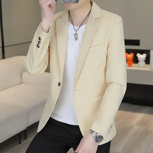Men's Blazer Smart Casual Single Breasted Slim Fit Spring Autumn