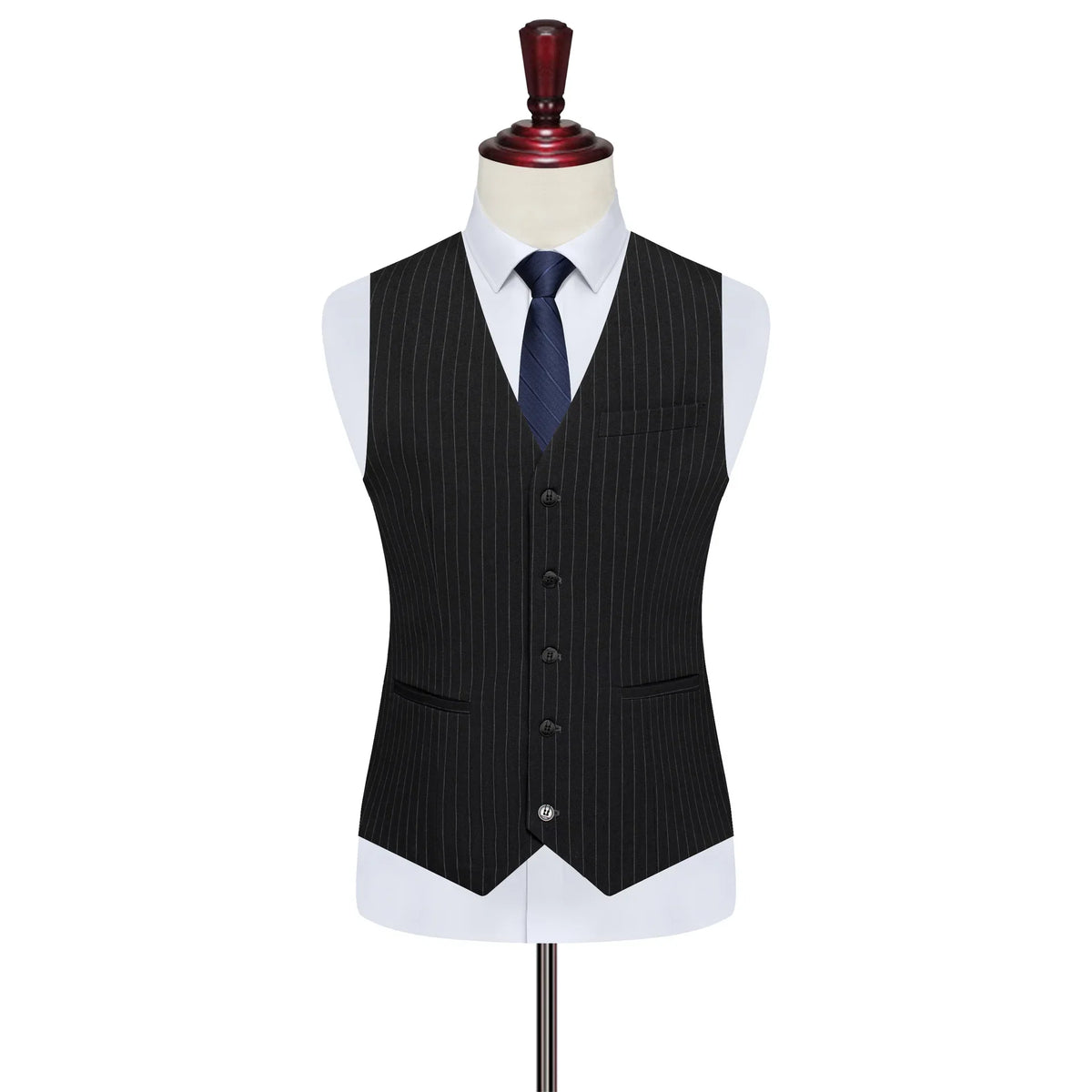 Plus Size Men Suit Set Black Striped 2‑Piece Elastic Loose Fit Double Breasted Formal Suit Set For Wedding Banquet Business Wear