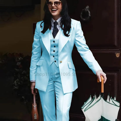 Spring/Autumn New Style Professional Beauty Salon Manager Workwear Women's 3 Piece Long Pants Suit Elegant High End Uniform