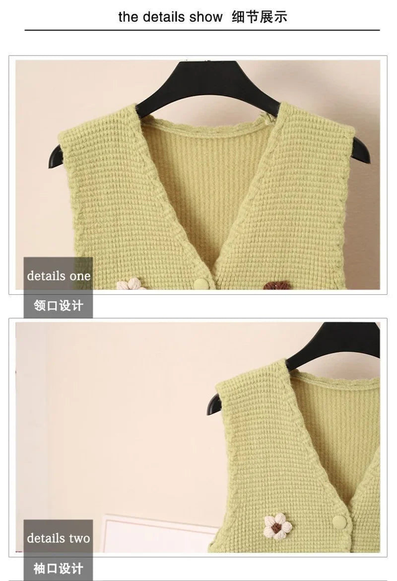 Women Knitted Tank Top Autumn New Sweet And Fresh Short Loose Sleeveless Sweater Cardigan Women's Knitted Vest