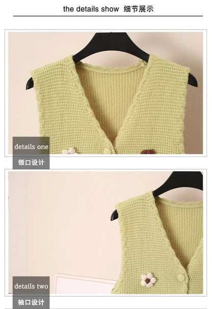 Women Knitted Tank Top Autumn New Sweet And Fresh Short Loose Sleeveless Sweater Cardigan Women's Knitted Vest