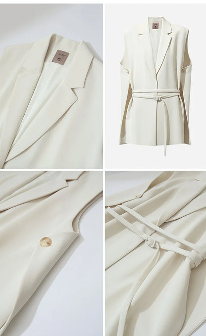 Women Lapel Collar Vest Jacket Loose Long Draped Construction Minimalist Commuter Coats Woman Autumn Outfit 2026 12623085