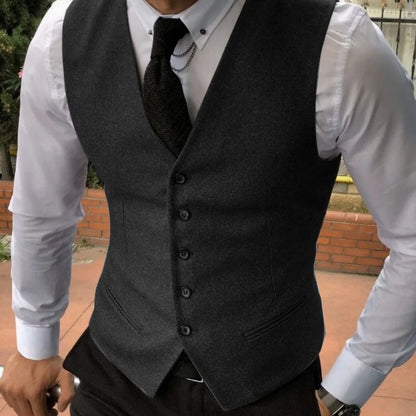 Men's Vest Herringbone Single Breasted Lapel Waistcoat for Wedding & Formal Occasions