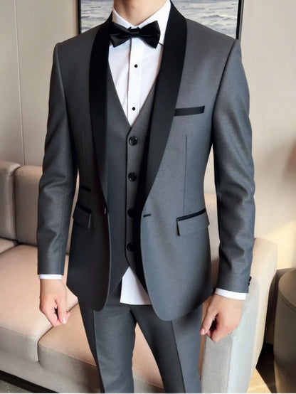 Beige Suit Men Business Tuxedos Formal 3 Piece Set Jacket Vest Pants Single Breasted Groom Groomsman Prom Wedding Party 2025 New