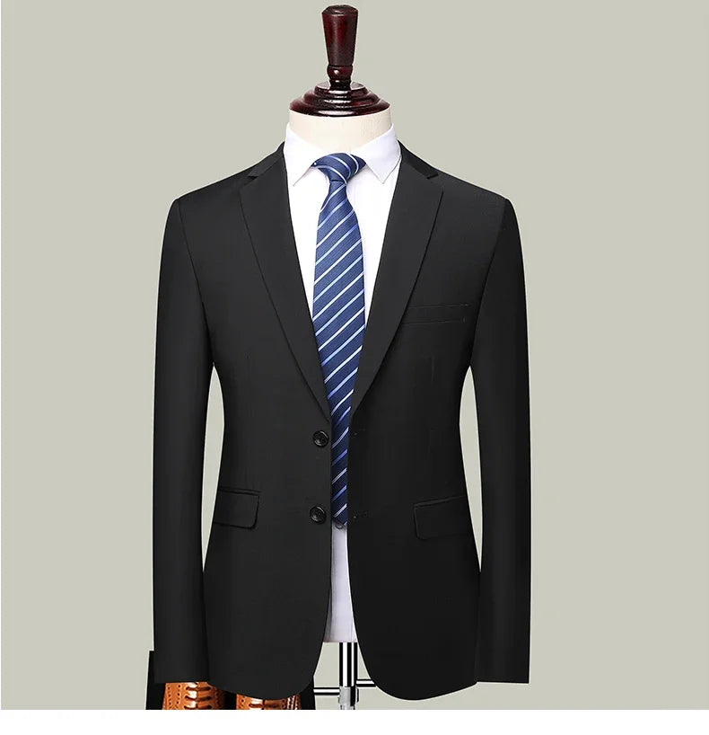 Blazer New Men's Fashion Business Solid Color British Style Professional Work Groom Wedding Dress Best Man Blazer Jacket