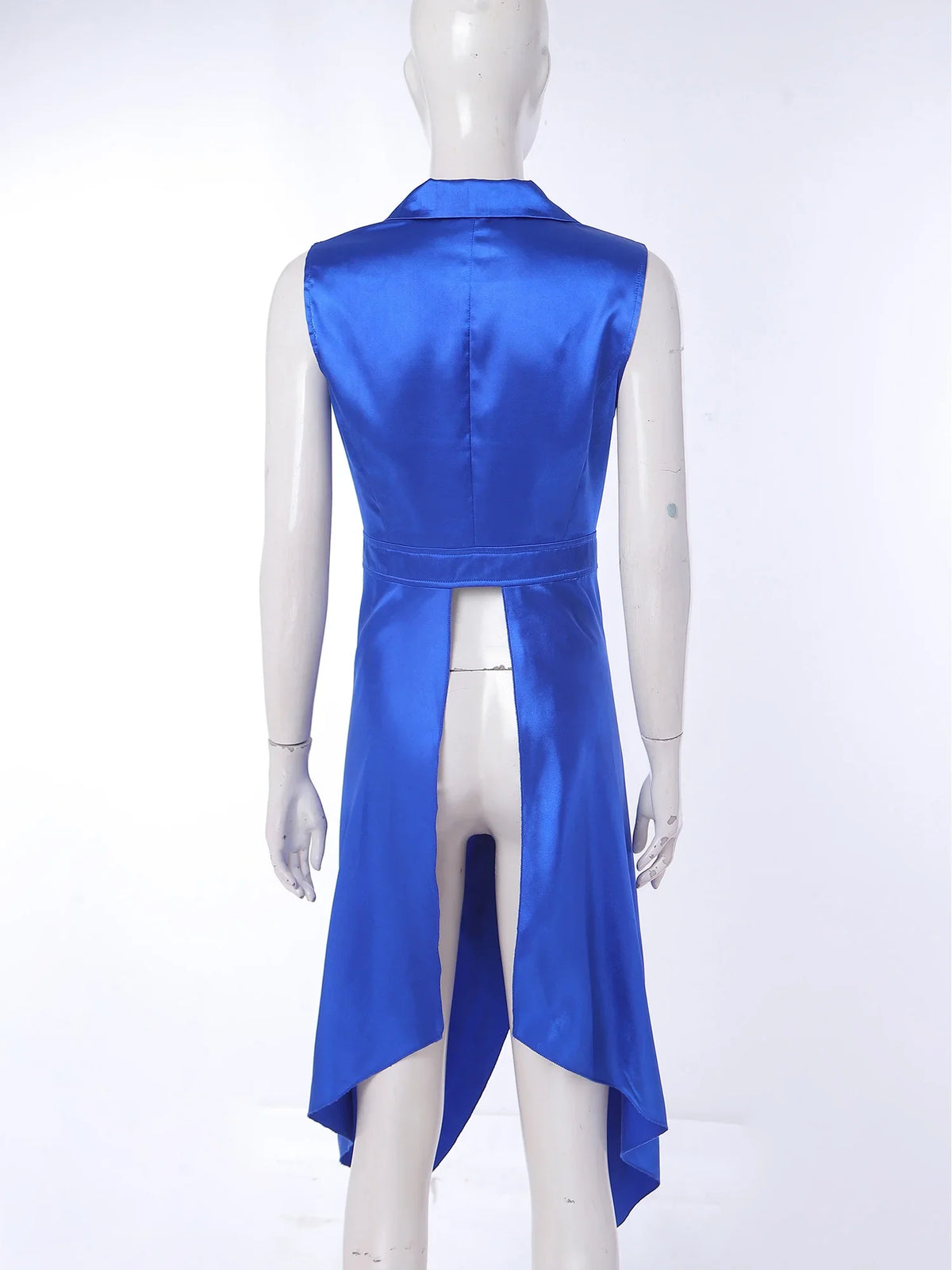 Women Victorian Tuxedo Sleeveless Vests Renaissance Waistcoat Irregular Hem Vest Satin Tailcoat Top for Halloween Gothic Outfit