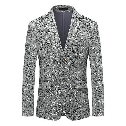 Men's Sequin Blazer Slim Fit Single Breasted Gold Silver Smart Casual Wedding Party