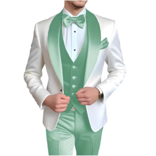 3 Piece Men's Suit – Shawl Lapel Slim Fit Tuxedo for Wedding & Formal Events