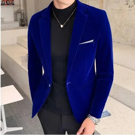 Mens Blazer Men's Fashion Business Corduroy Shirt Gentleman British Style Casual Slim-fit Wedding Work  Mens Blazer Jacket  5XL