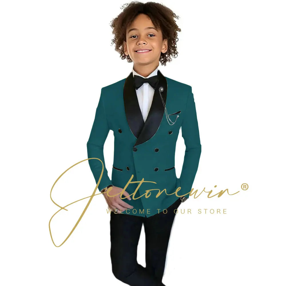 Boys Formal Suits Double Breasted Wedding Outfits Host Performance Costume for Children 2-16 Years Old Kids Birthday Blazer Set